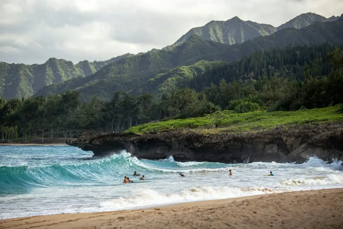 A surf beach in Hawaii