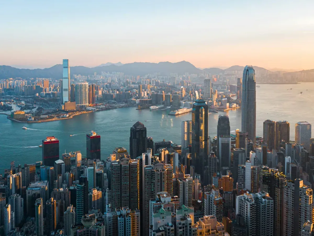 Hong Kong city skyline aerial