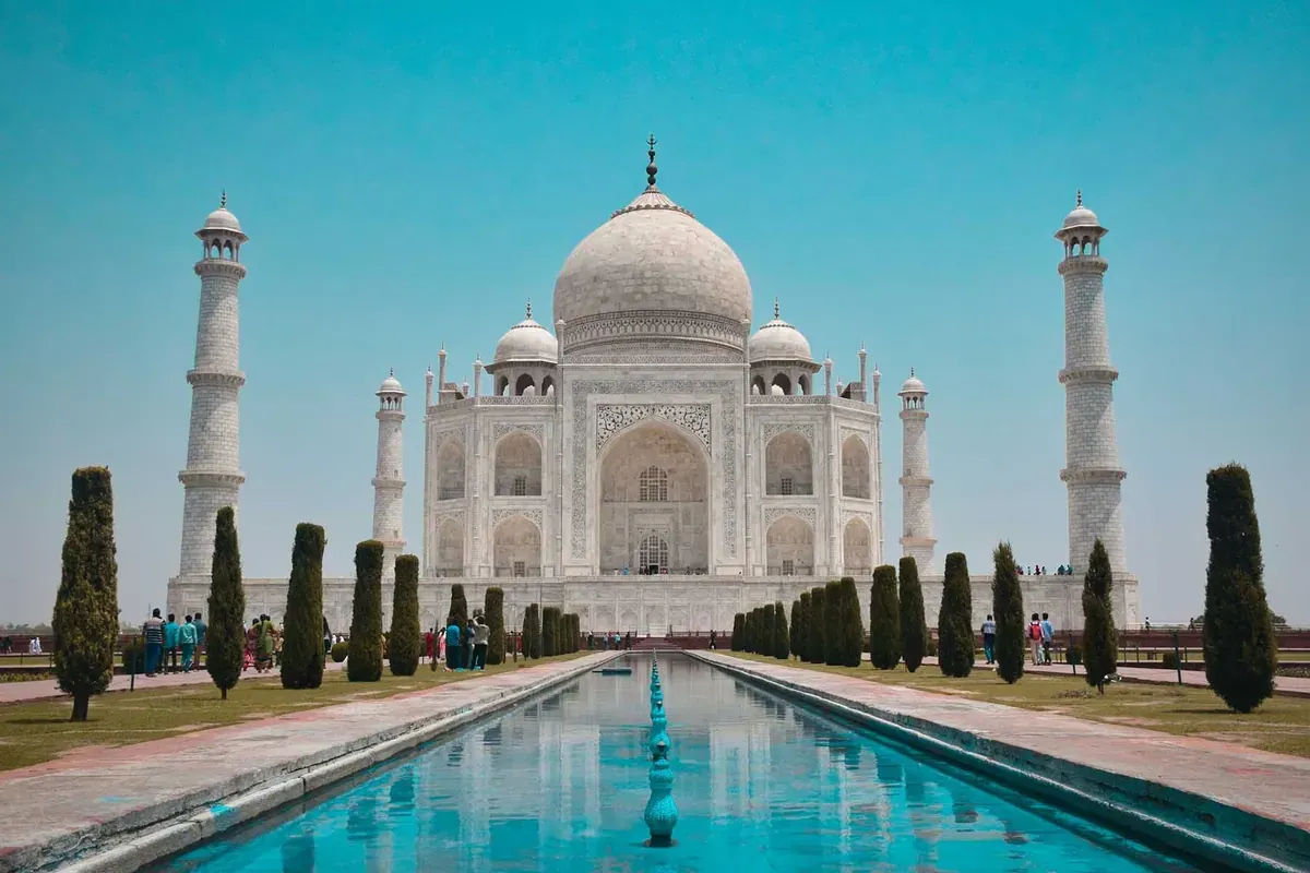 Taj Mahal across the reflecting pool