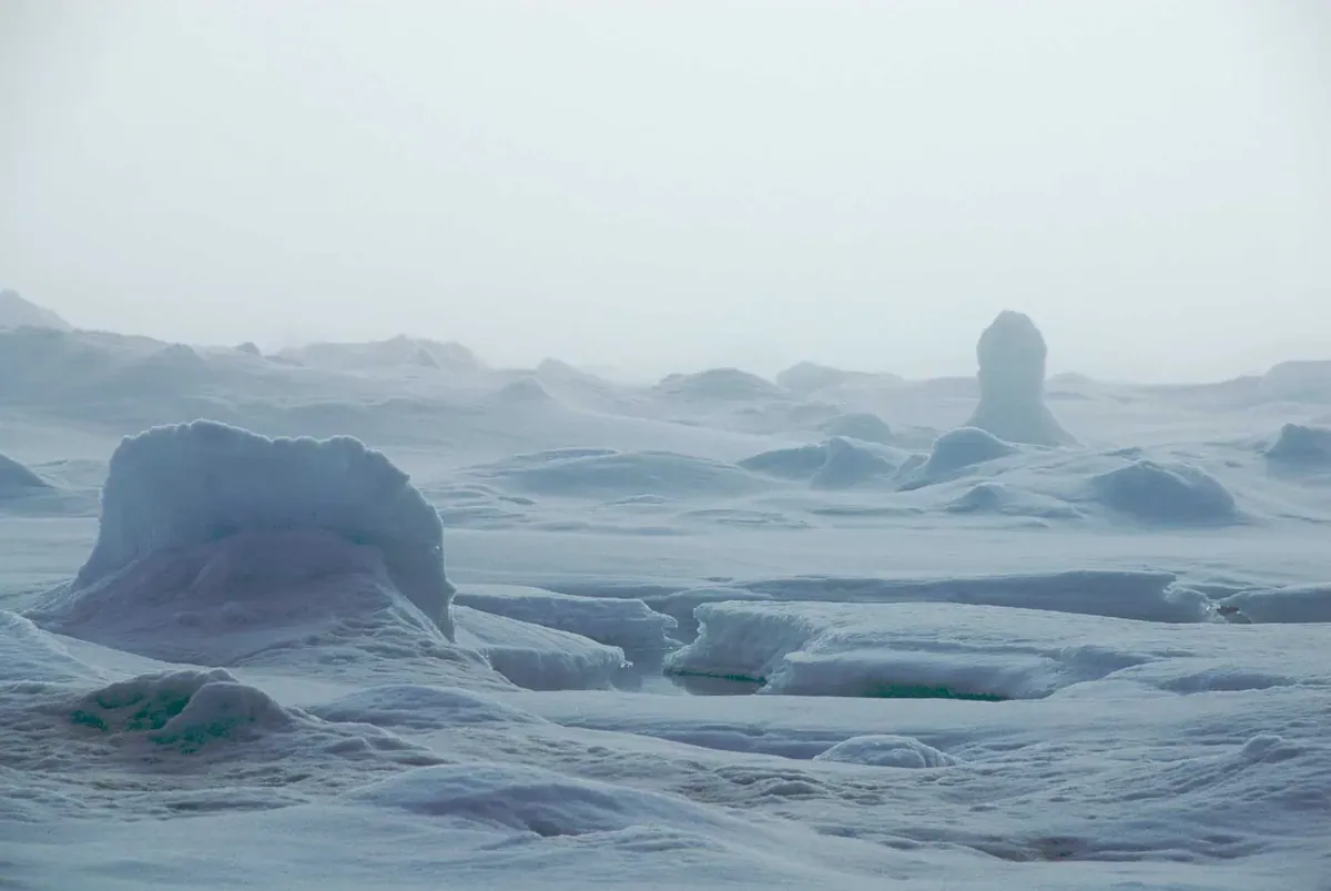 A snow-covered landscape at the North Pole