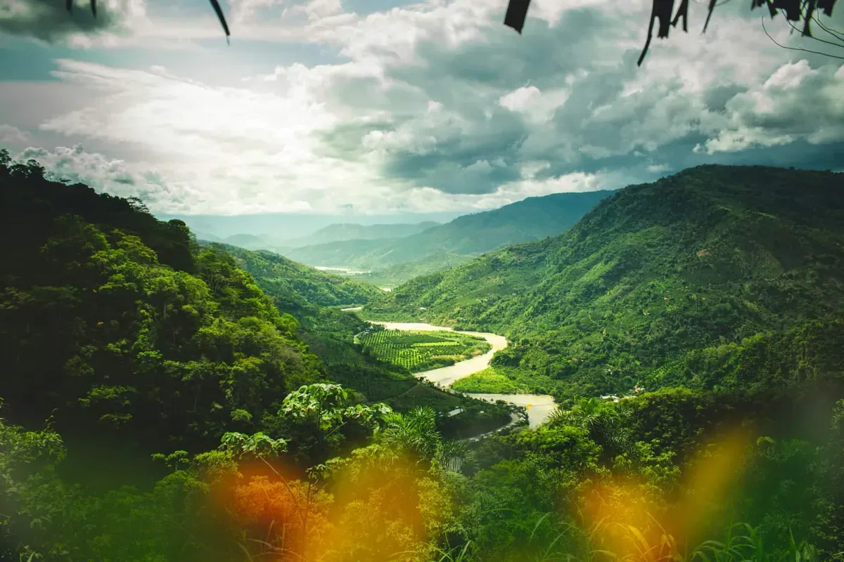 The rainforest mountains and Amazon River of Peru