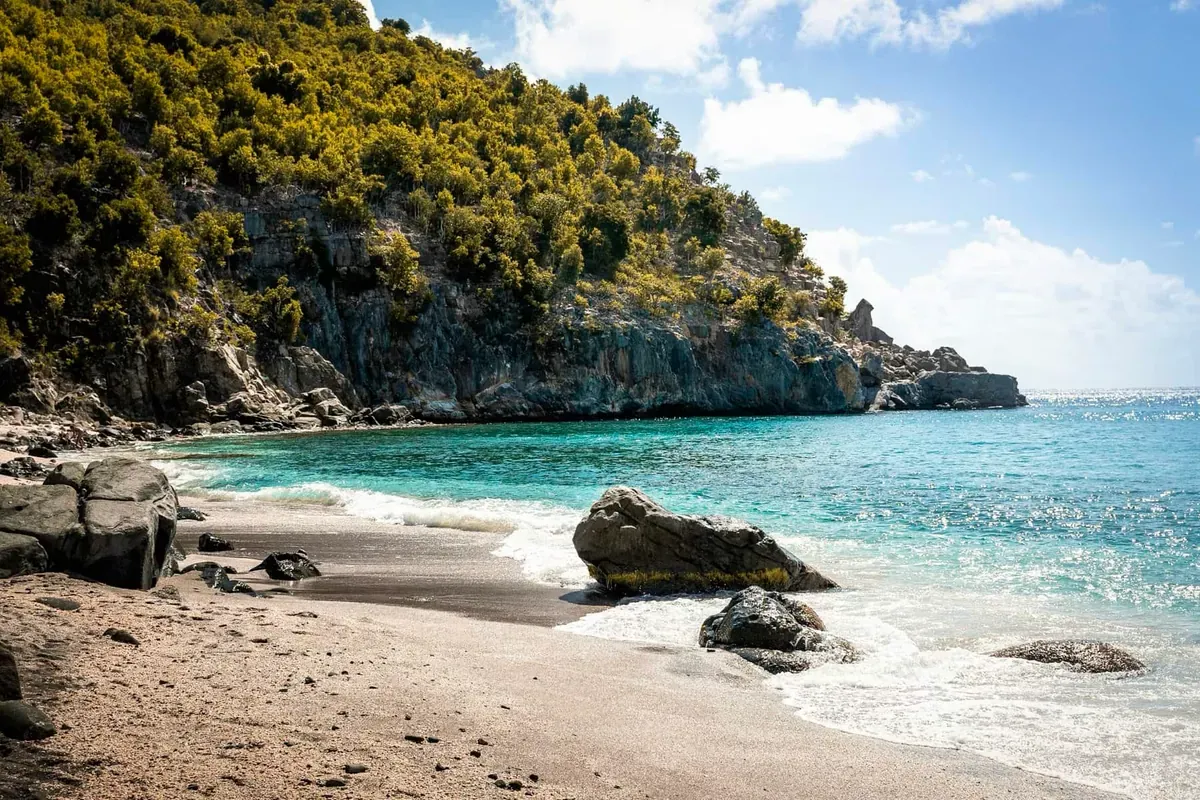 An empty beach on the coast of St. Barths