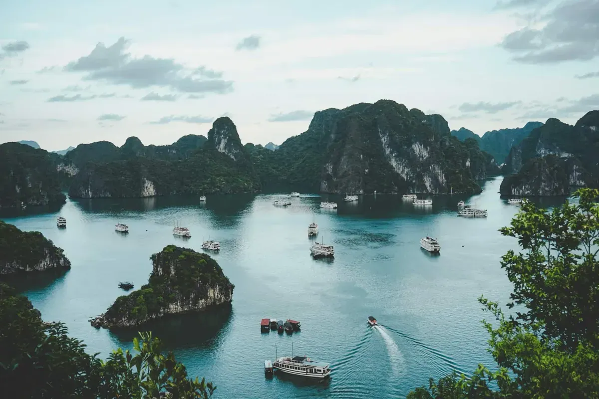 Aerial of Ha Long Bay, Vietnam