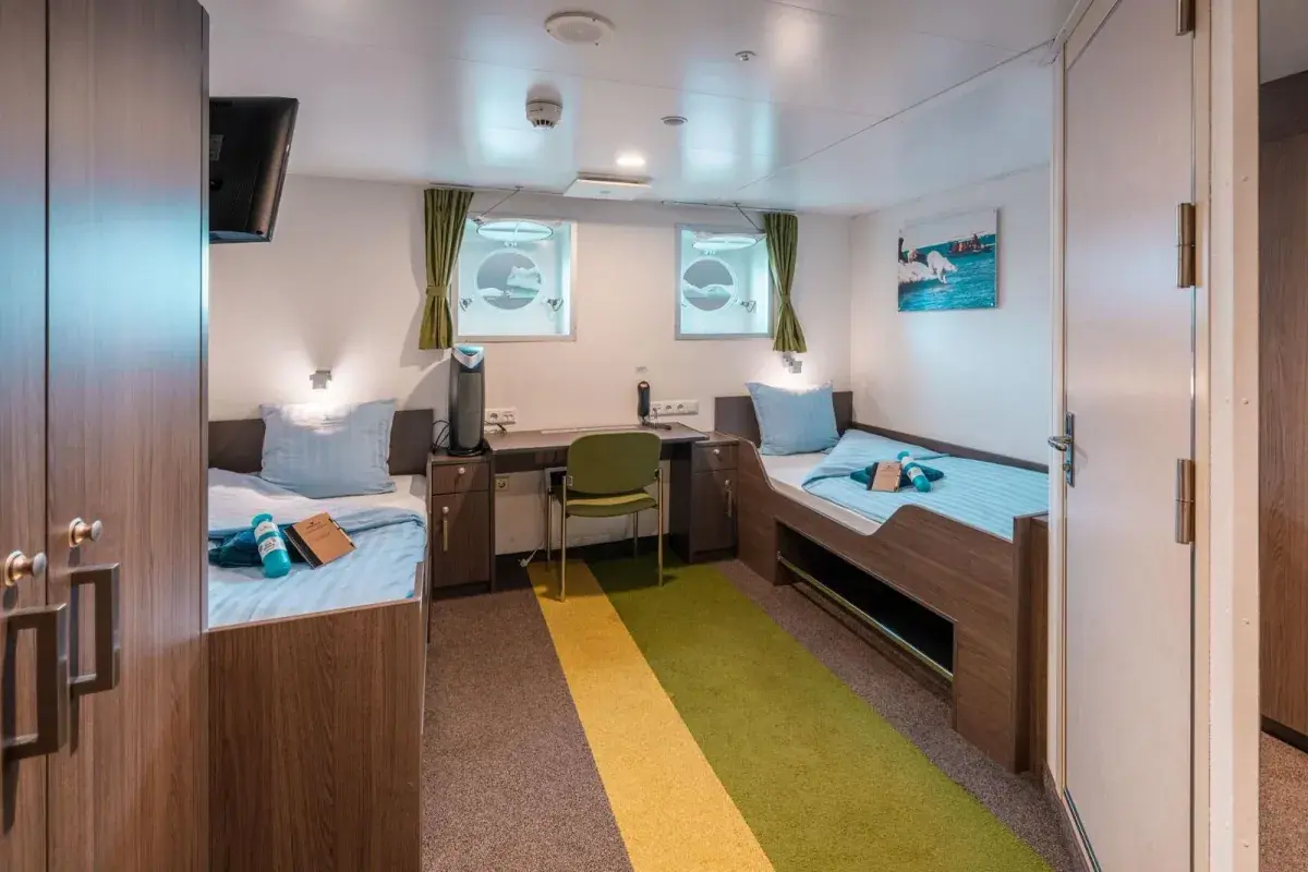Twin Porthole cabin aboard MV Ortelius and MV Plancius