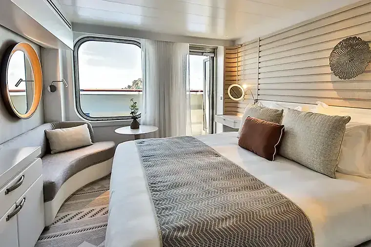Ponant Explorer-class ship Lower Deck Balcony Stateroom interior