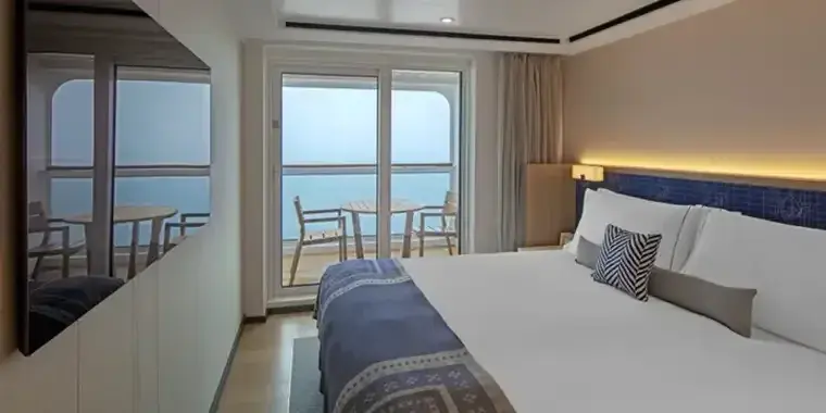 Viking Polaris and Octantis Explorer Suite interior with large veranda and premium Scandinavian furnishings