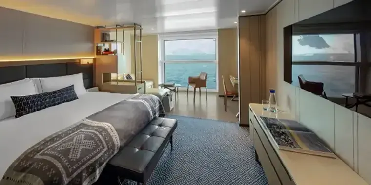Viking Polaris and Octantis Nordic Junior Suite interior with expanded living space