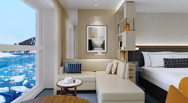 Viking Polaris and Octantis Nordic Penthouse suite interior with separate sitting area