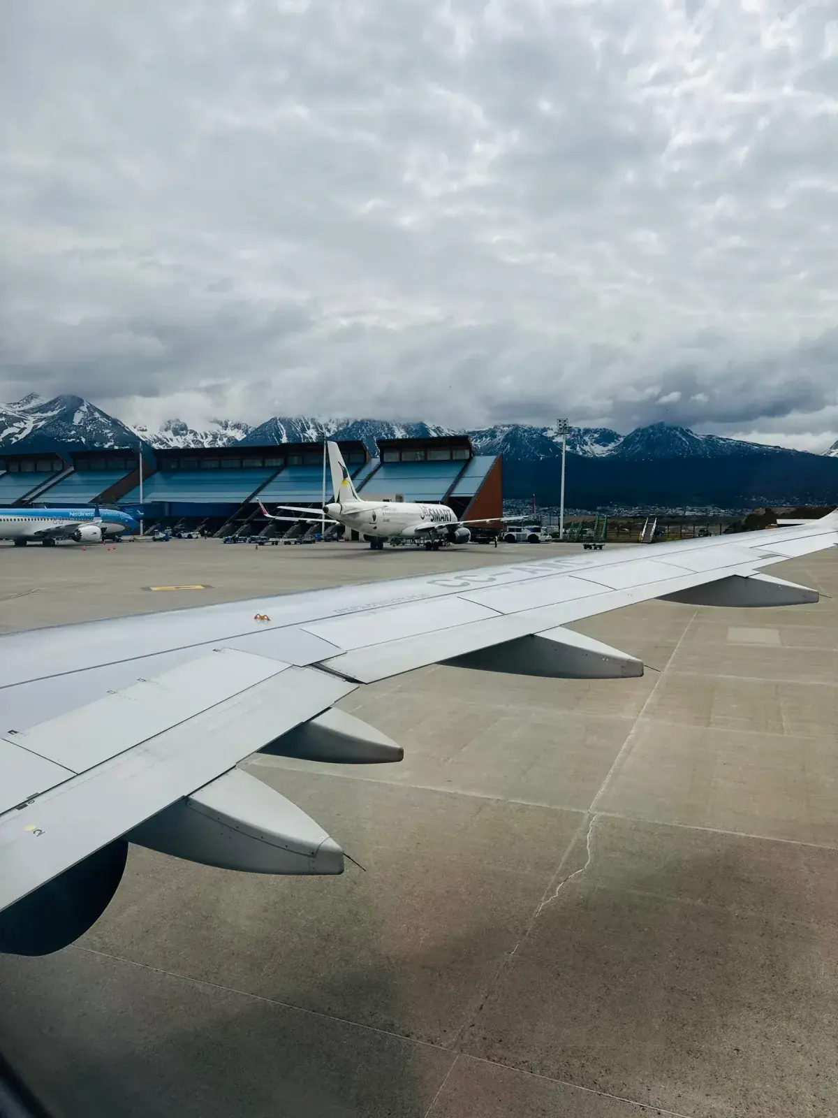 View from airplane of the Ushuaia mountains