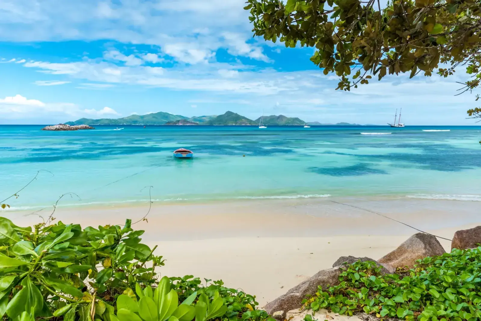 View of a beach in Mahe Island, Seychelles