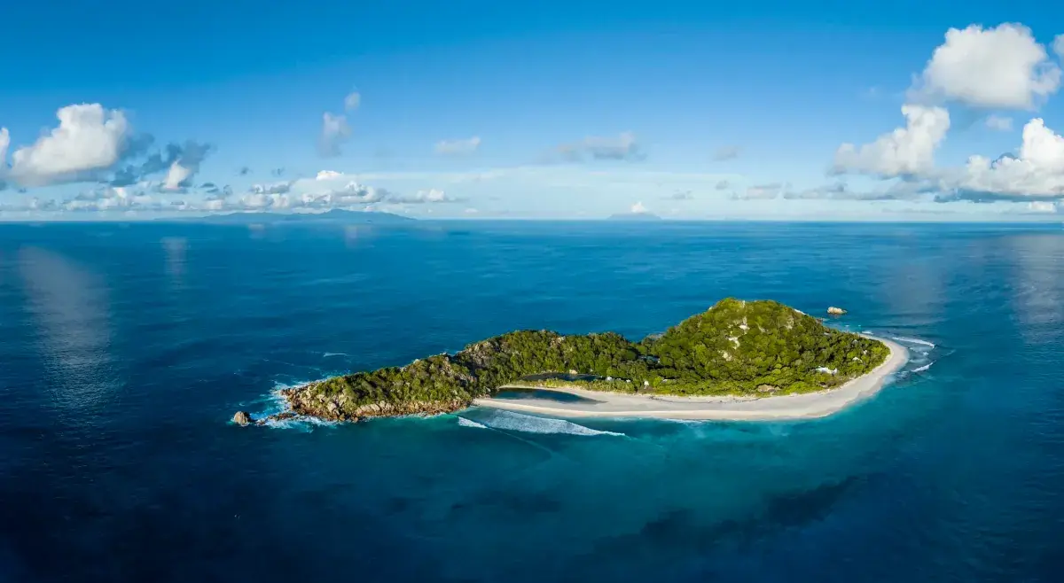 Aerial view of Cousin Island, Seychelles