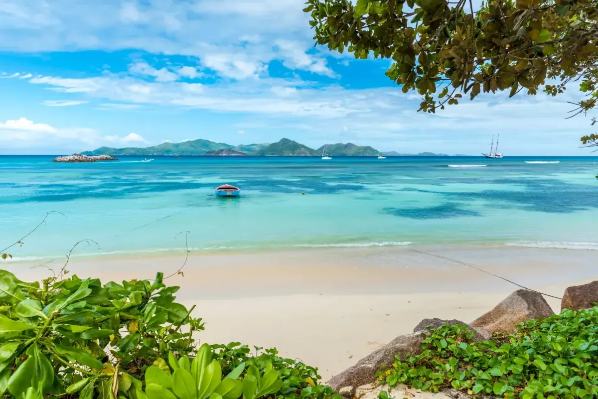 View of a beach in Mahe Island, Seychelles