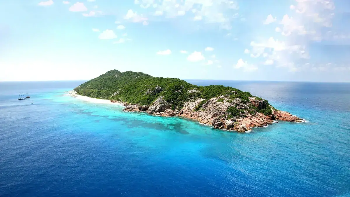 Aerial view of Aride Island in the Seychelles