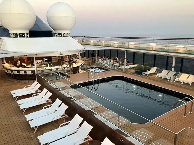 The pool deck of the Atlas World Navigator