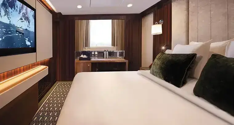 Interior of an Atlas World Navigator oceanview stateroom