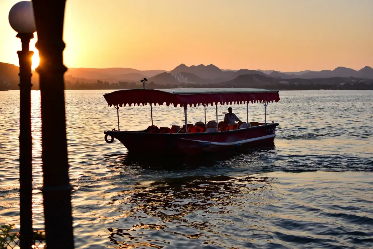 A small boat on Lake Pichola, Udaipur