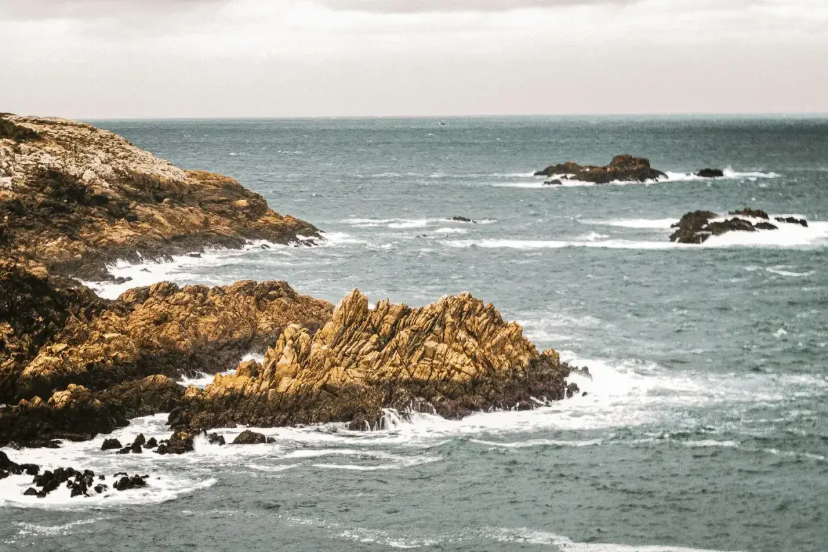 Coastal rocks and waves in La Coruna