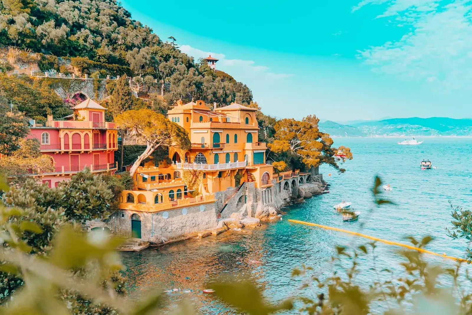 Colorful buildings on the coast of Portofino