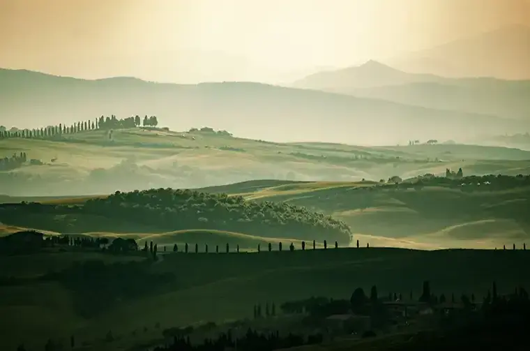 A misty Tuscan landscape