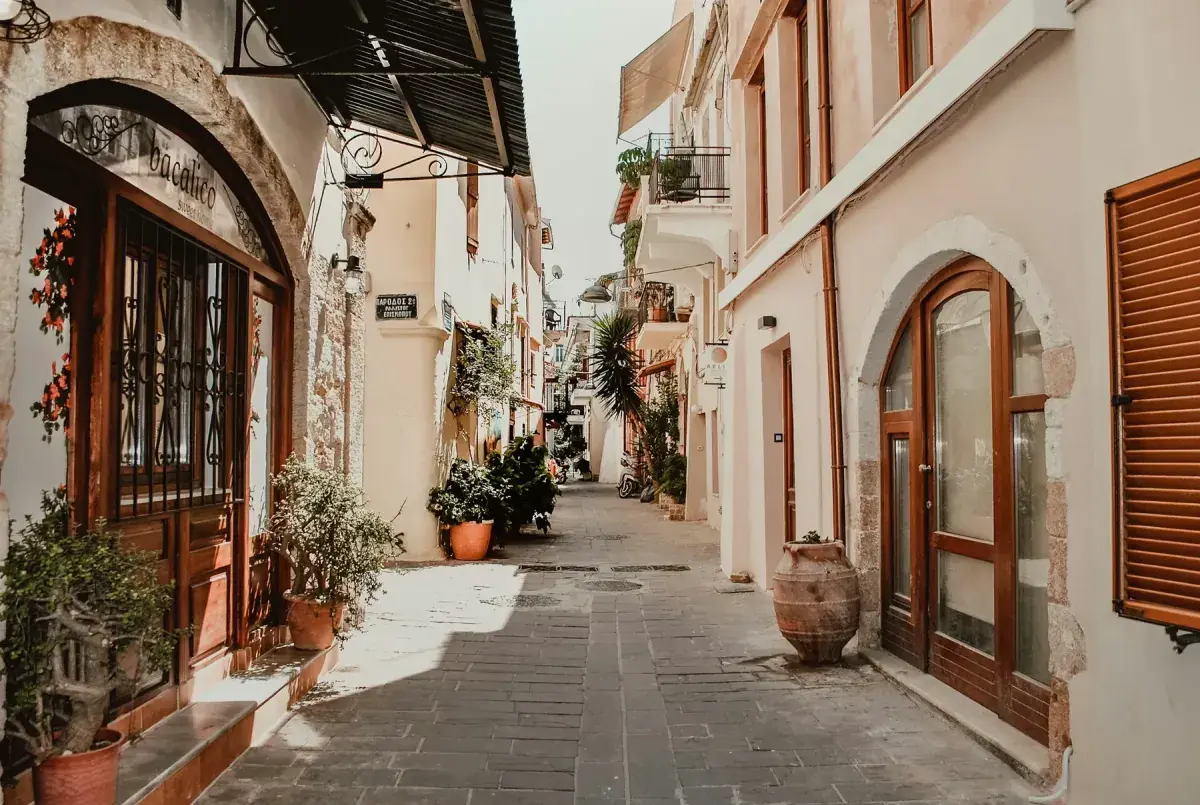 Charming alley street in Chania, Greece