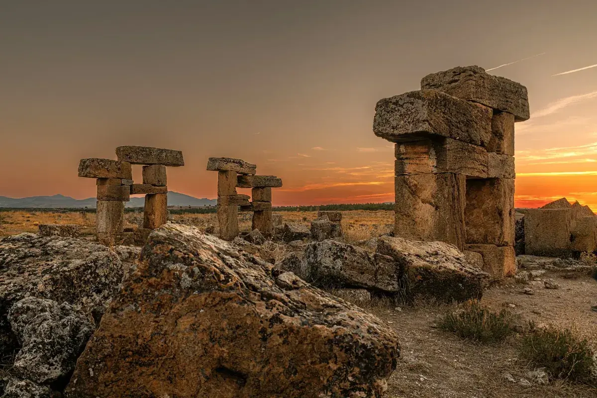 Ancient ruins in Delos, Greece
