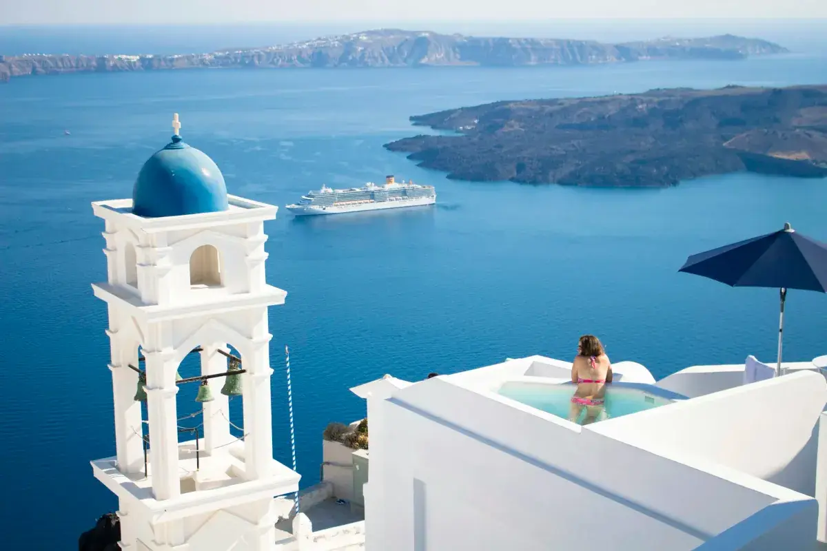 Hillside view of Santorini, Greece