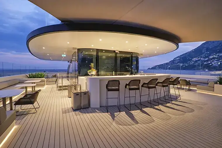 Sun deck on the Emerald Cruises Azzurra luxury yacht