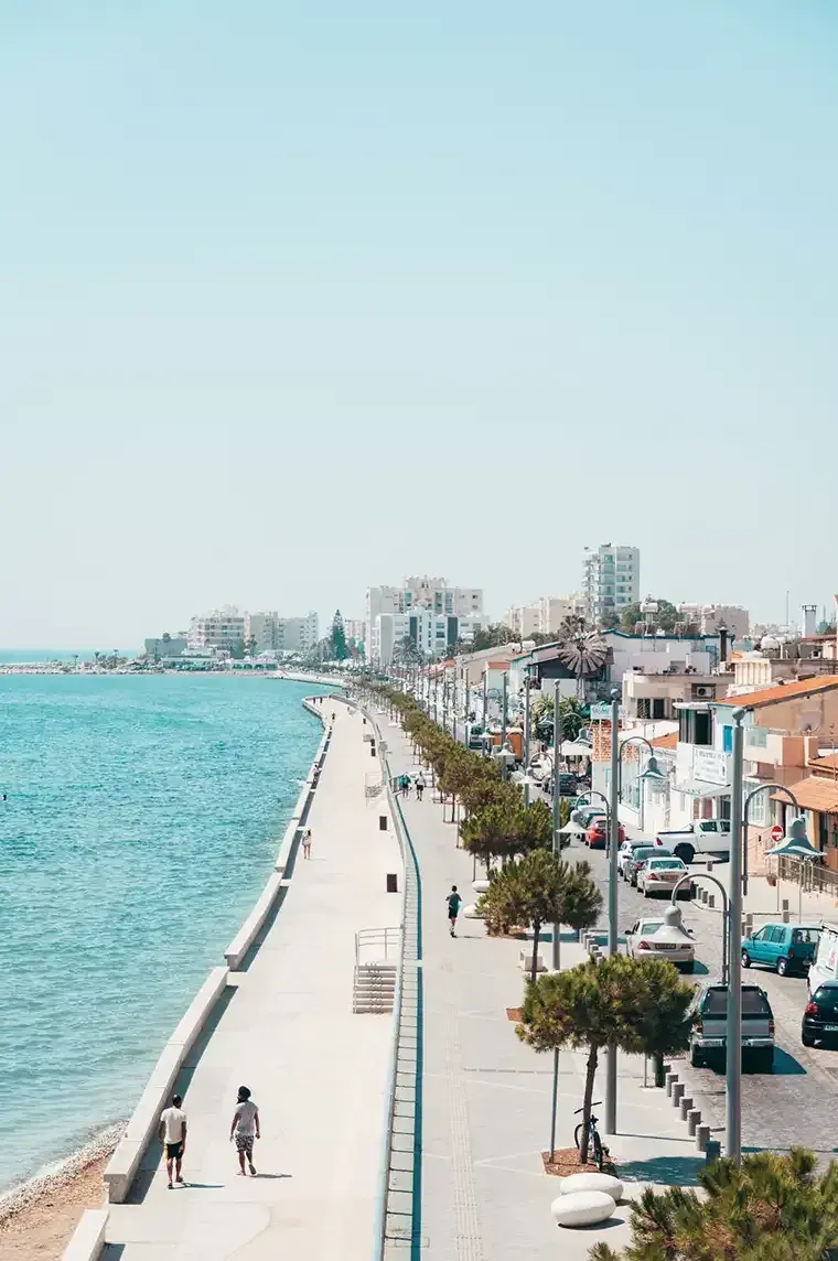 A waterfront boardwalk in Larnaca, Cyprus