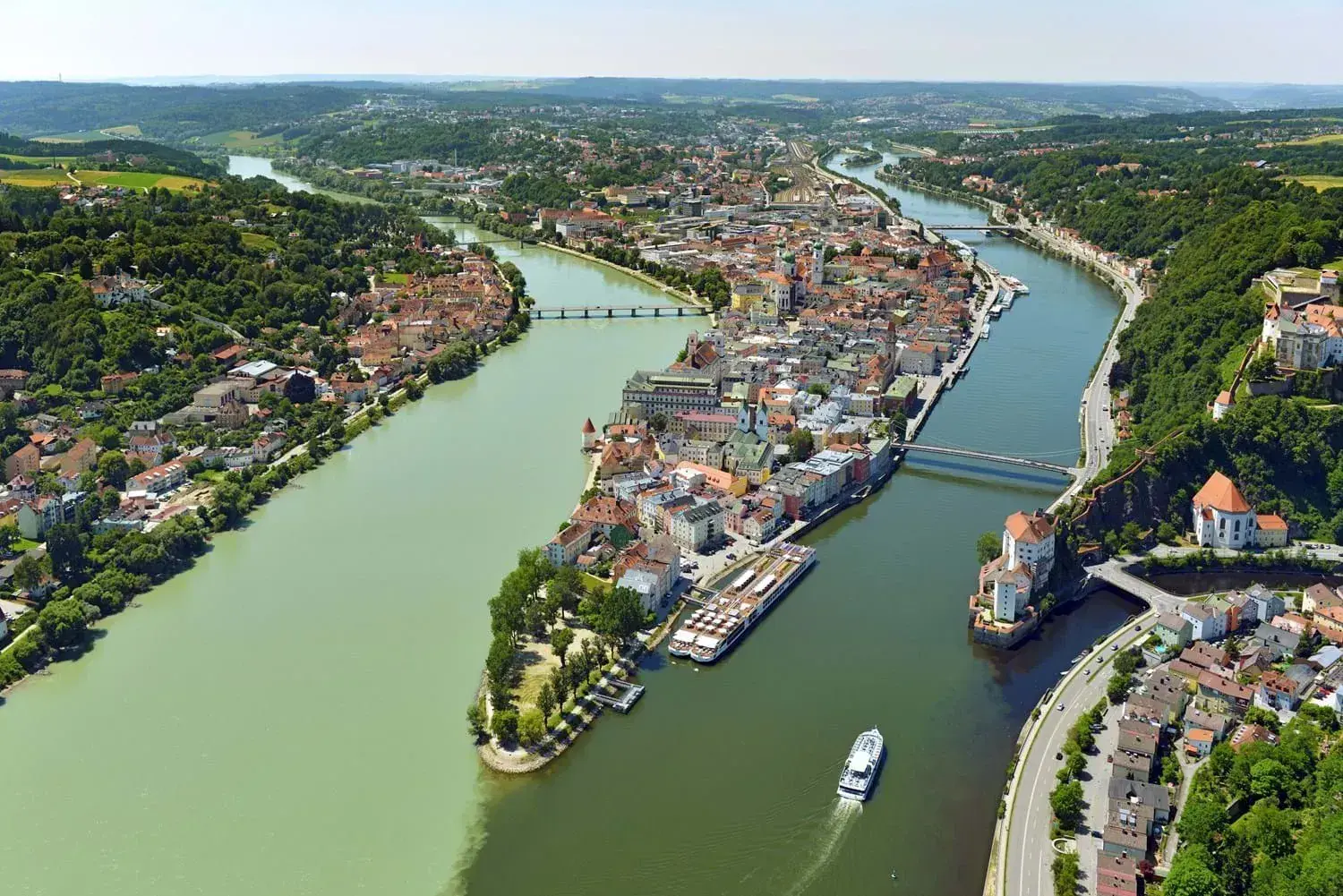 Passau three rivers confluence