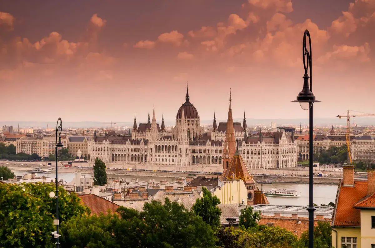 Budapest skyline at sunset