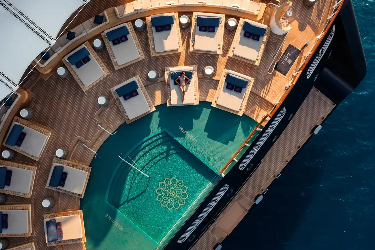 Explora III cruise ship Astern Pool deck from above