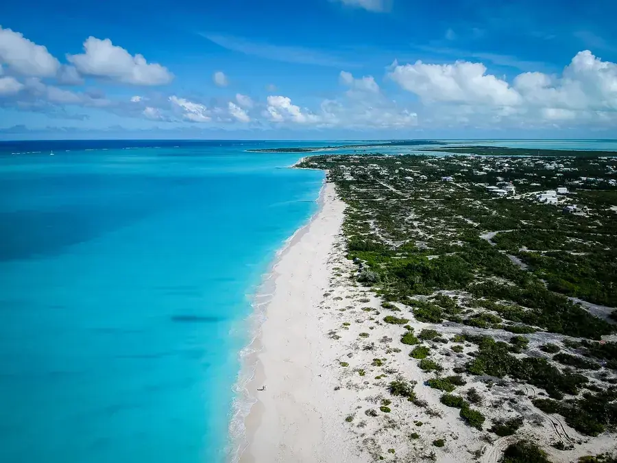 Grace Bay Beach in Providenciales, Turks and Caicos Islands, with white sand and turquoise water