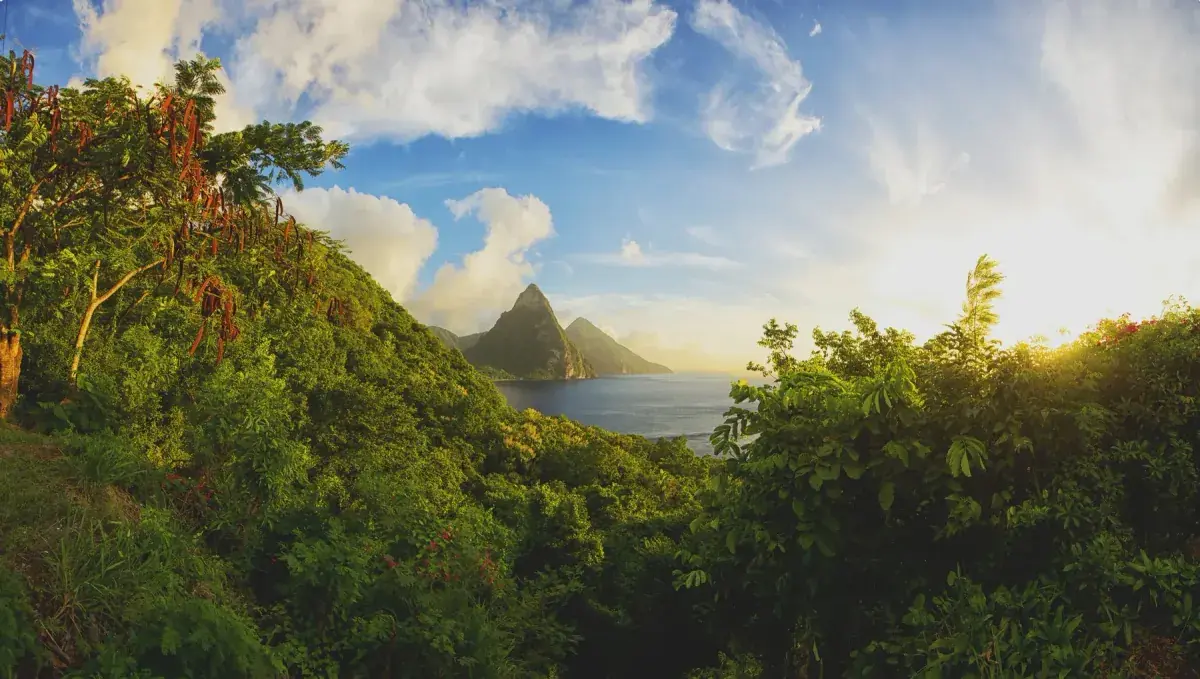 The Pitons spires in St Lucia