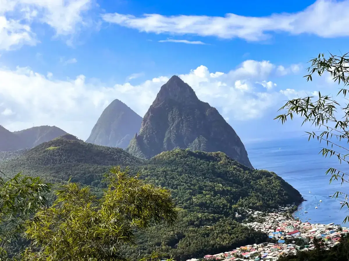 The Pitons St Lucia from above