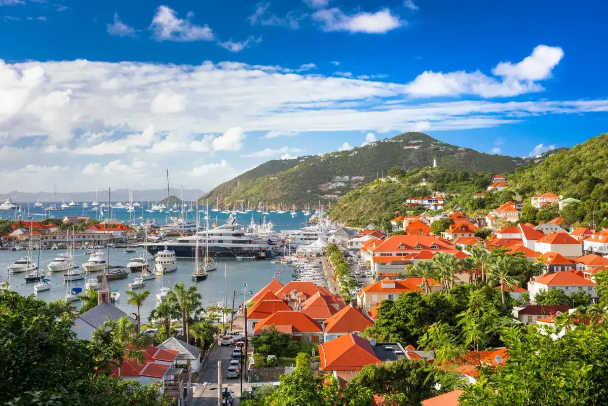 Gustavia St Barths red roofs overlooking the bay