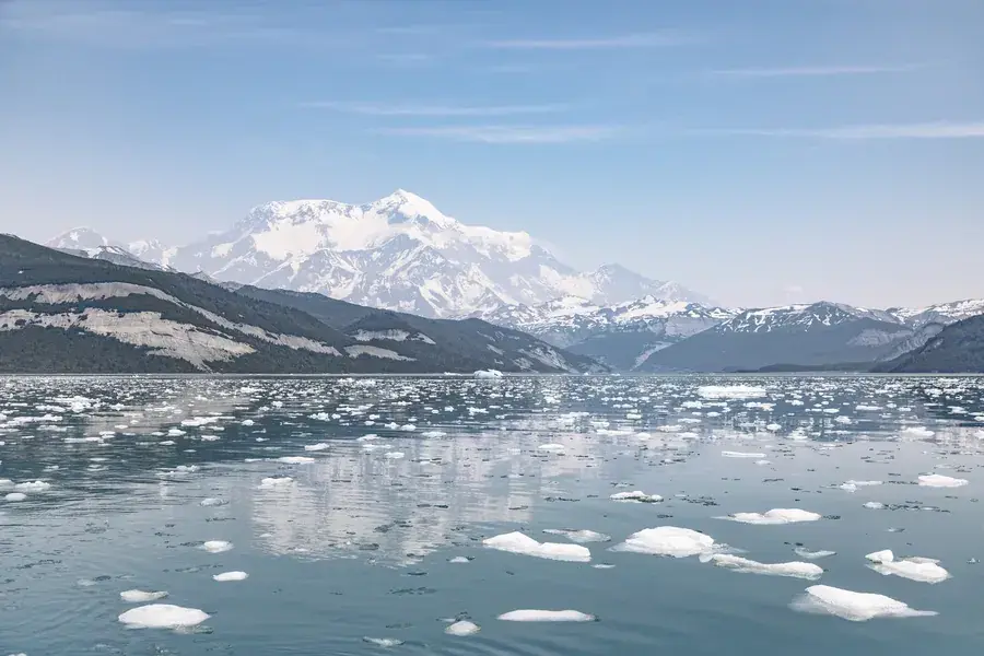 Mount St. Elias towering above Icy Bay, Alaska