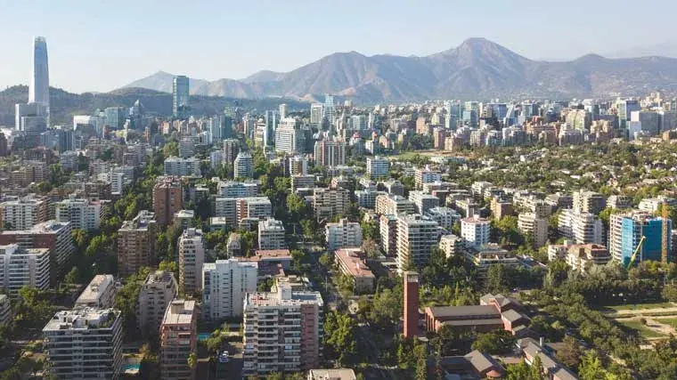Aerial view of downtown Santiago, Chile