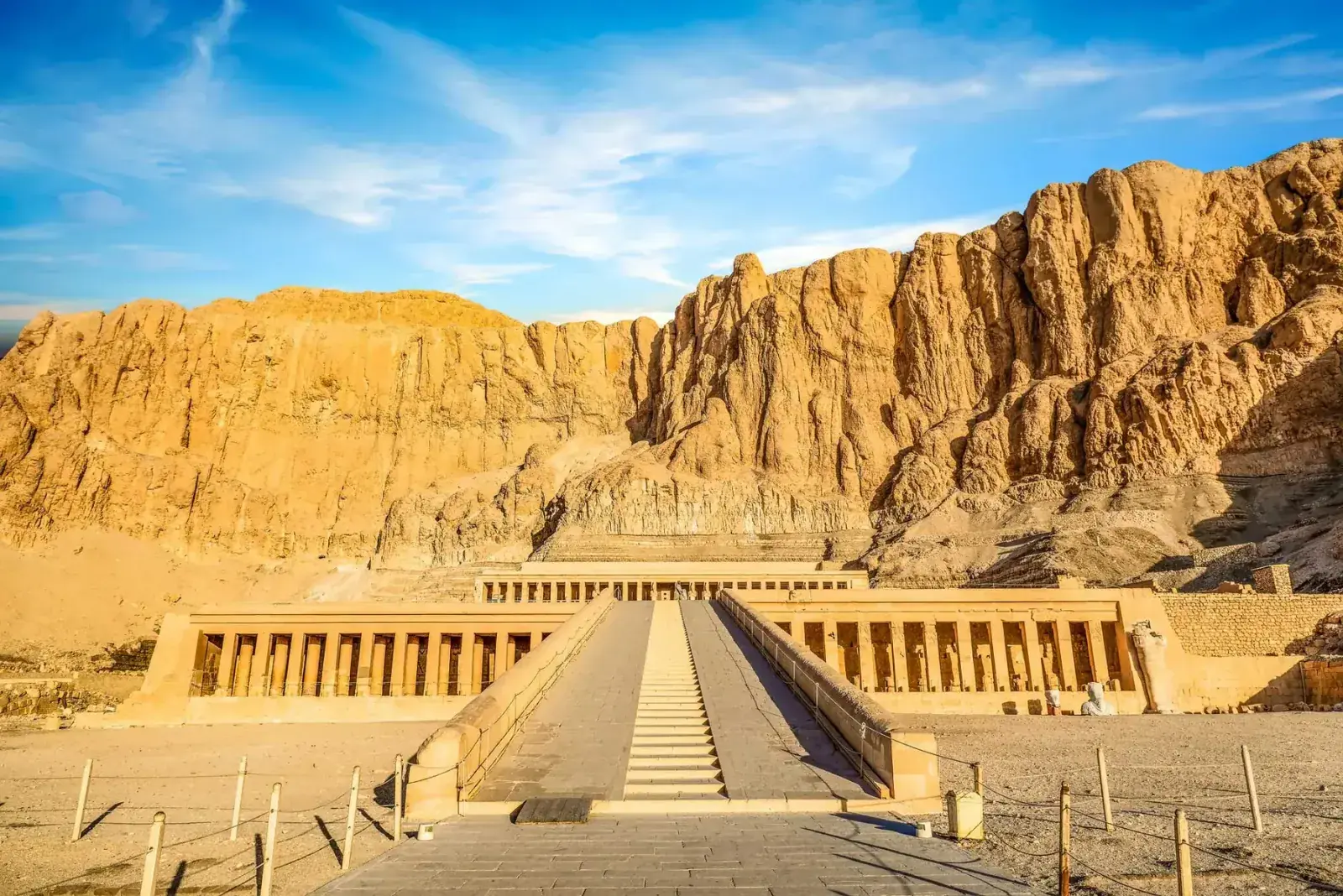 Faraway view of the Temple of the Queen Hatshepsut in Egypt