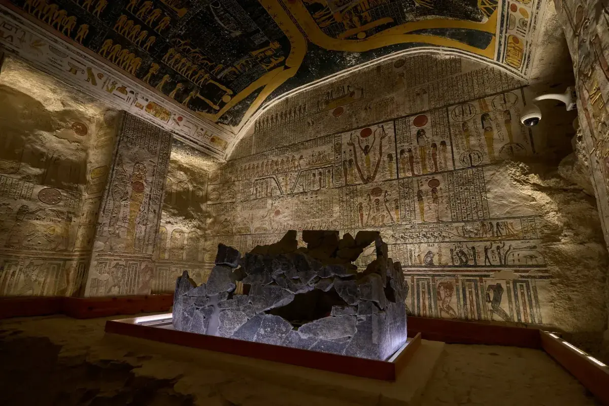 Inner room of an ancient site in Valley of the Kings, Egypt