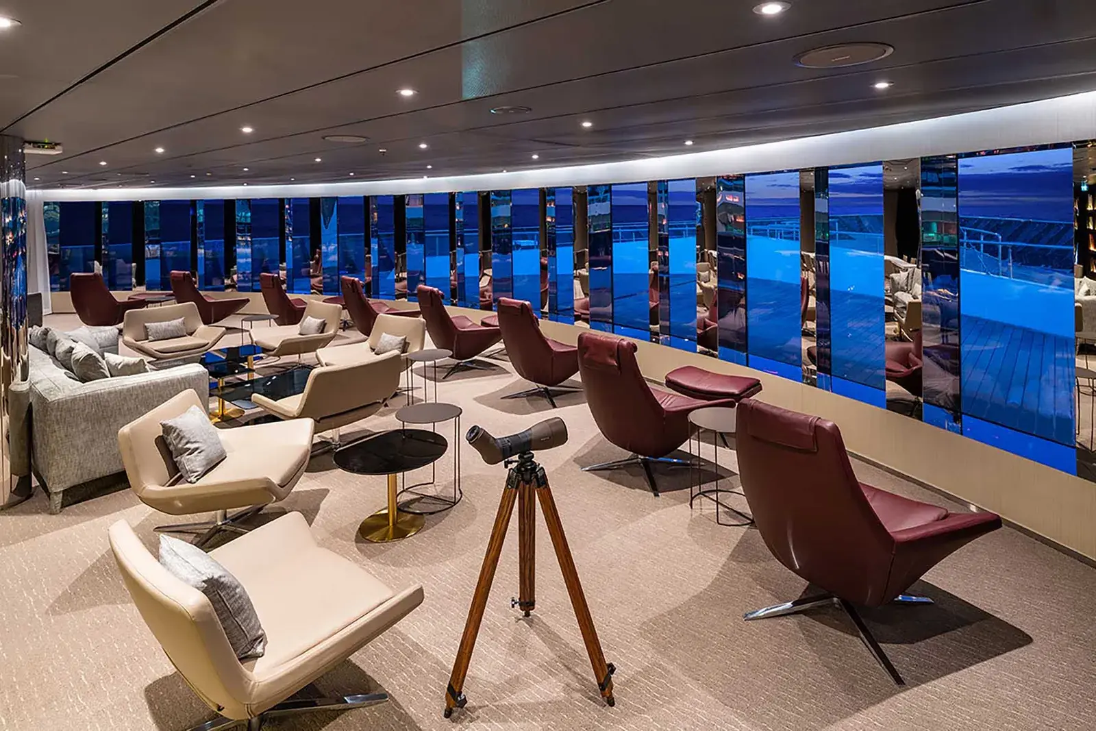 Scenic Eclipse observation lounge and library with panoramic windows