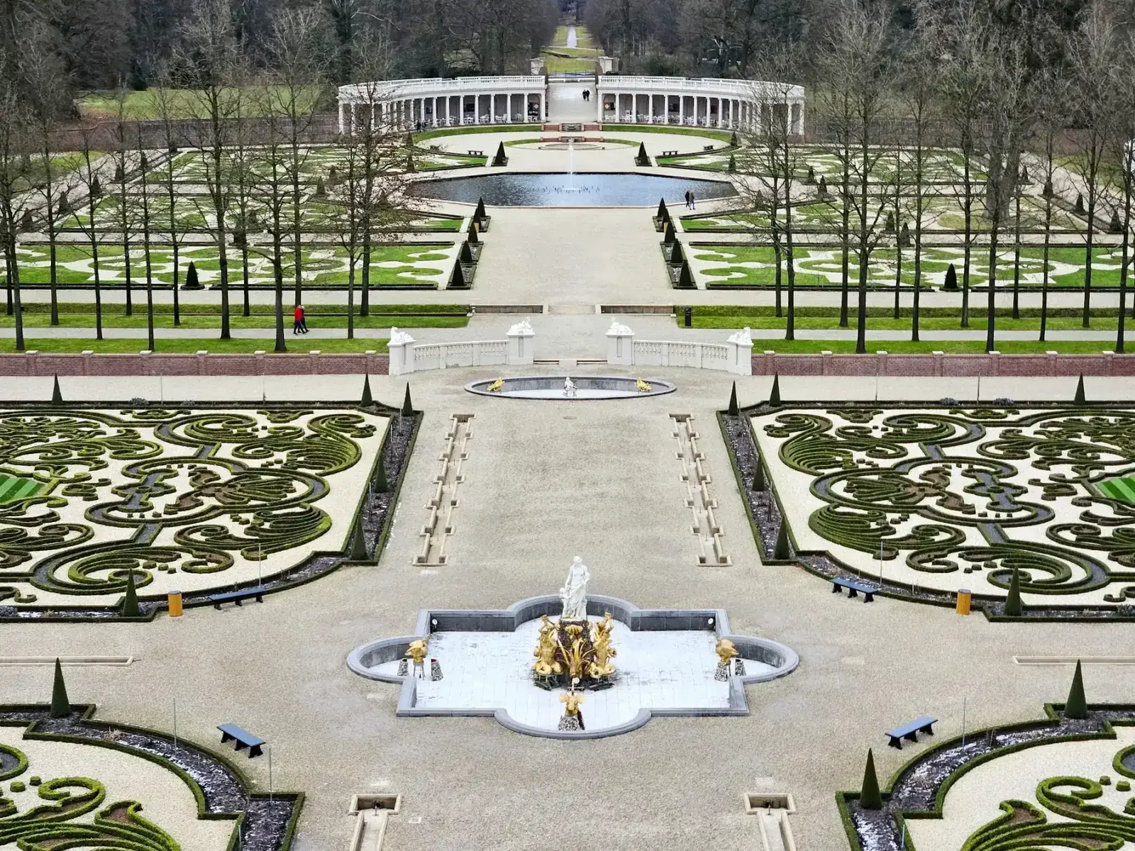 Aerial view of European gardens