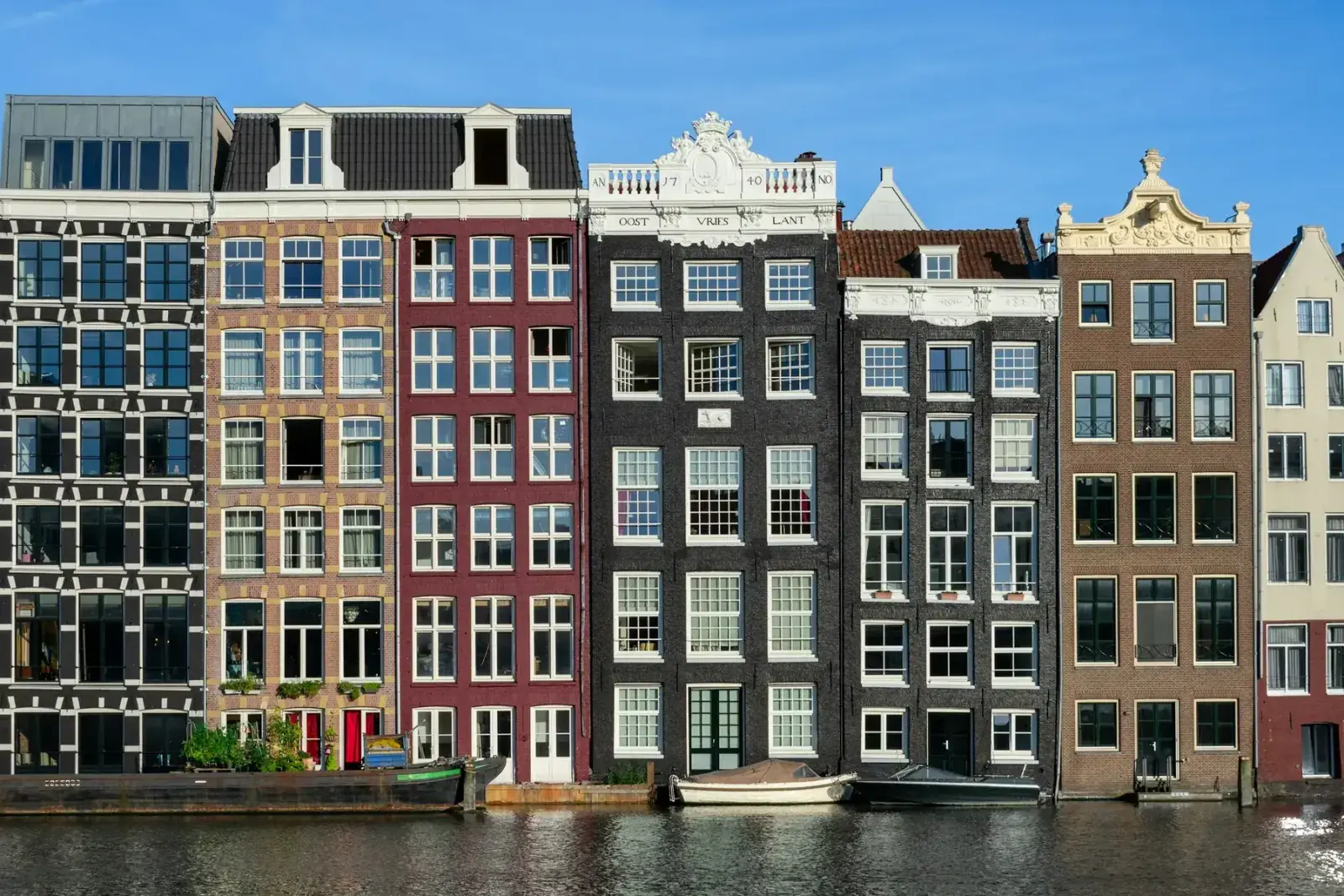 Colorful homes in Amsterdam's canal
