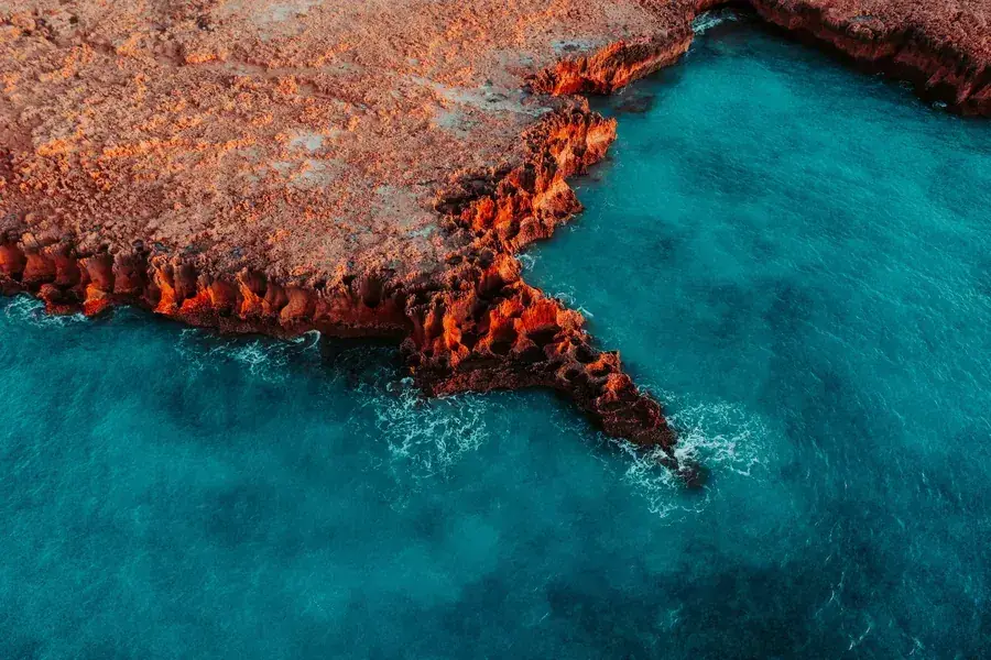 The Kimberley aerial shot of red rock coast
