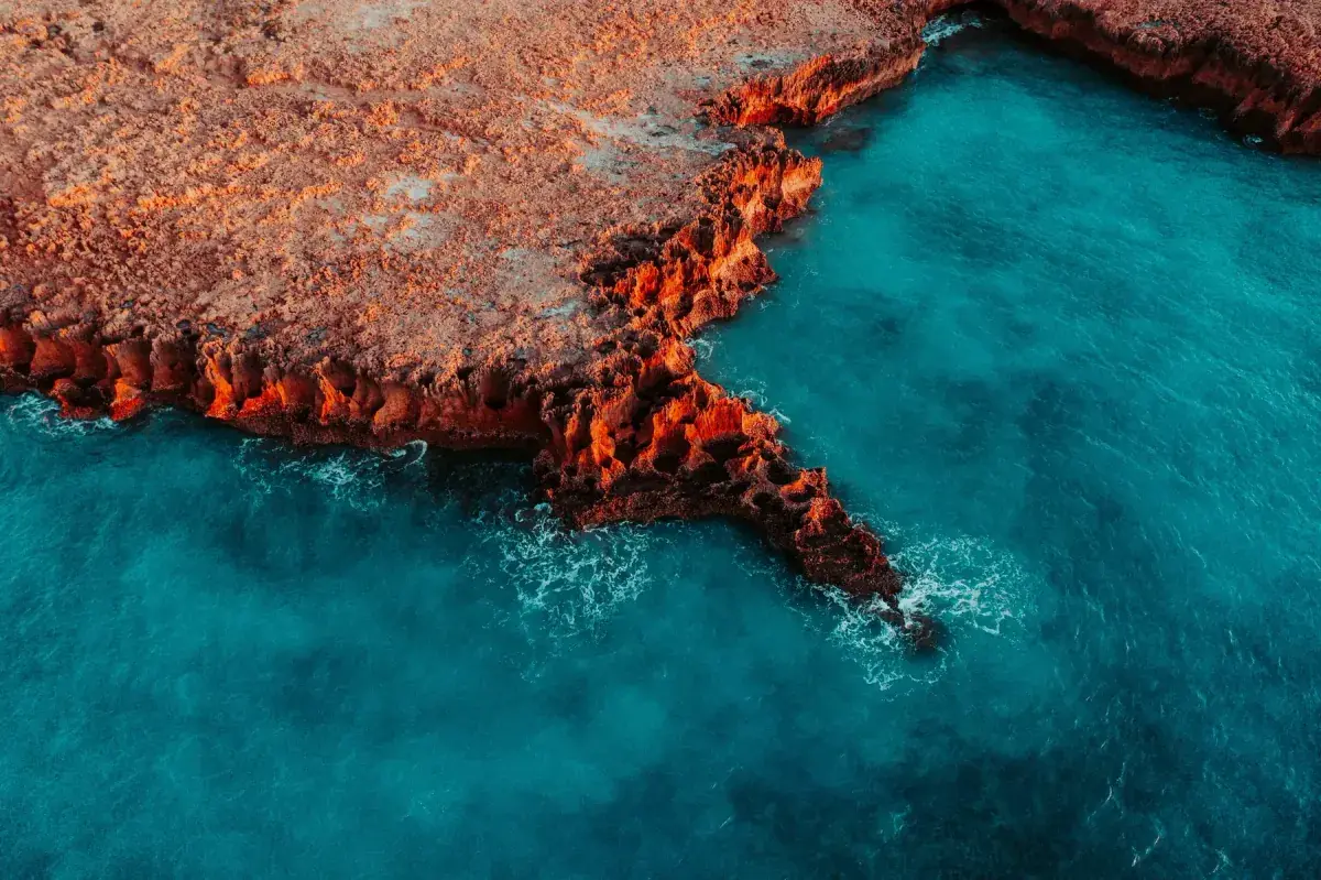 Aerial shot of the coast of Broome, Australia