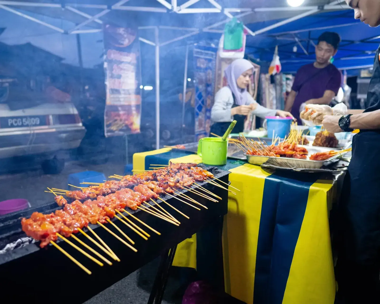 Grilled street food stall in Thailand
