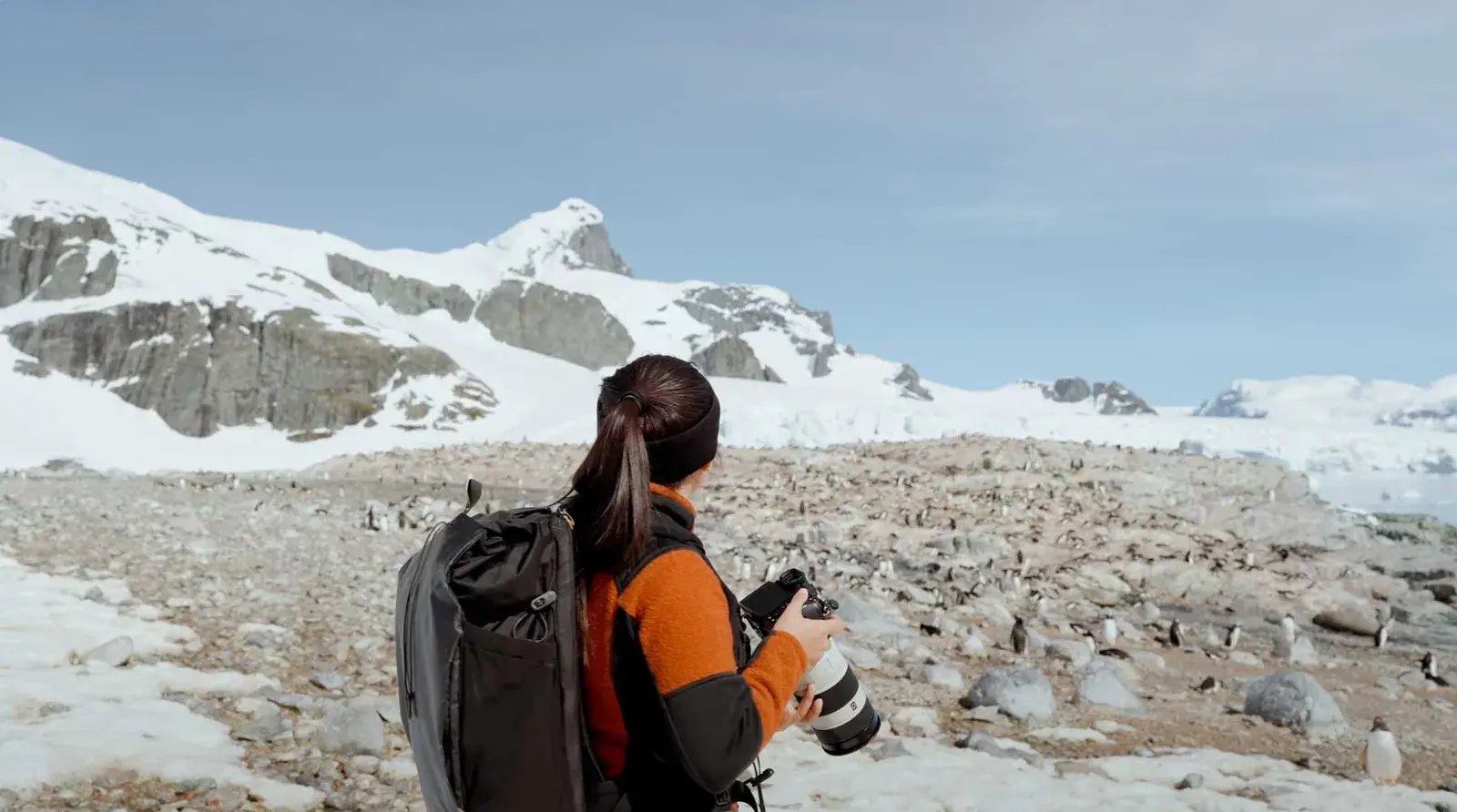 Sarah Rodgers standing in Antarctica