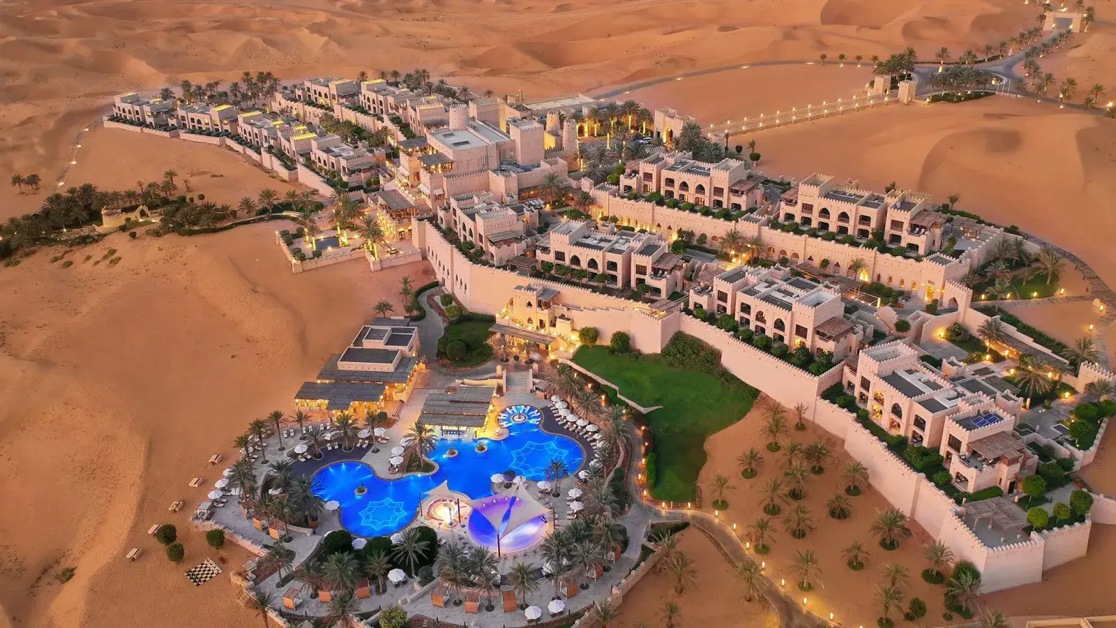 Aerial view of the Qasr Al Sarab resort in Abu Dhabi