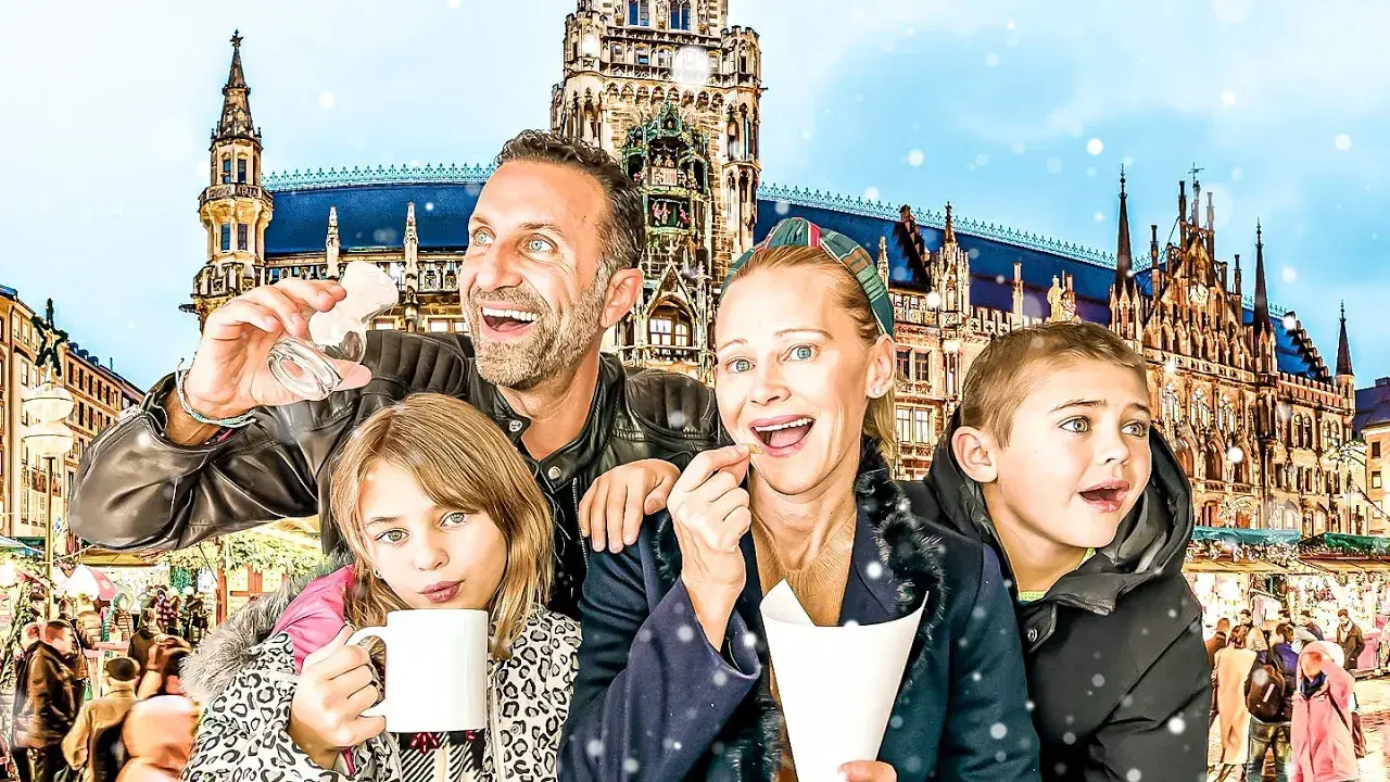 The Lockwood family poses in front of an Italian church