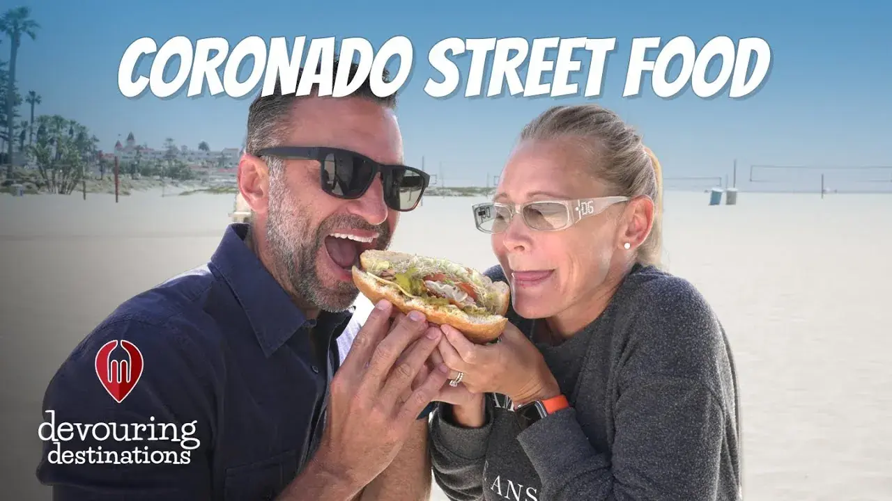 The Lockwood family enjoying casual food on Coronado Island, California
