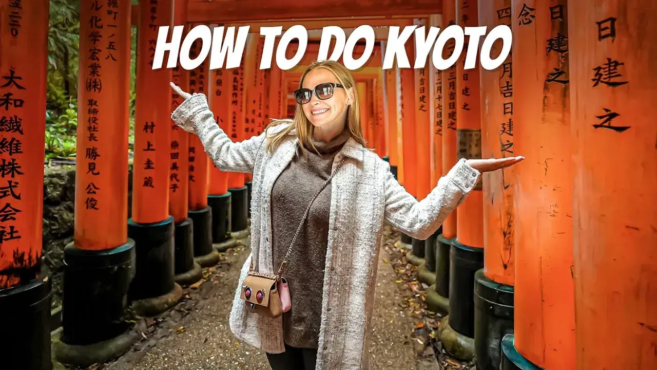 Erin Lockwood posing in Kyoto's Torii
